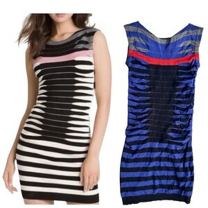 Ted Baker kitey striped knit  dress blue red Color Block Stripes Bodycon